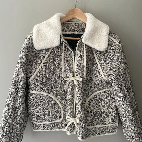 NWOT The Great. Reversible Quilted Print Puffer Jacket Size XS - Picture 3 of 9